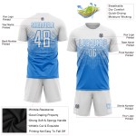 Powder Sublimation Custom Blue White Soccer Uniform Jersey
