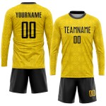 Soccer Gold Sublimation Black Custom Jersey Uniform