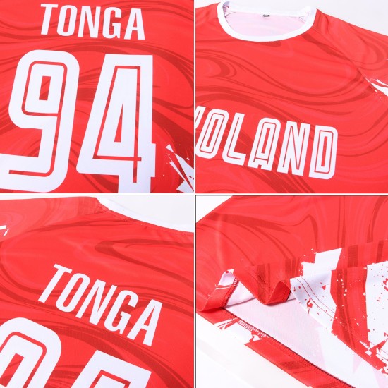 Jersey White Soccer Sublimation Uniform Custom Red