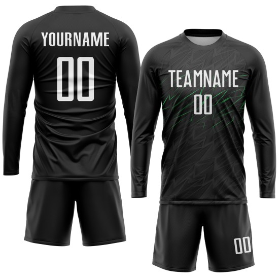 Black Custom White-Neon Soccer Jersey Uniform Sublimation Green
