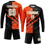 Orange-Old Black Pattern Sublimation Graffiti Uniform Custom Jersey White Scratch Soccer Gold