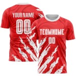 Jersey White Soccer Sublimation Uniform Custom Red