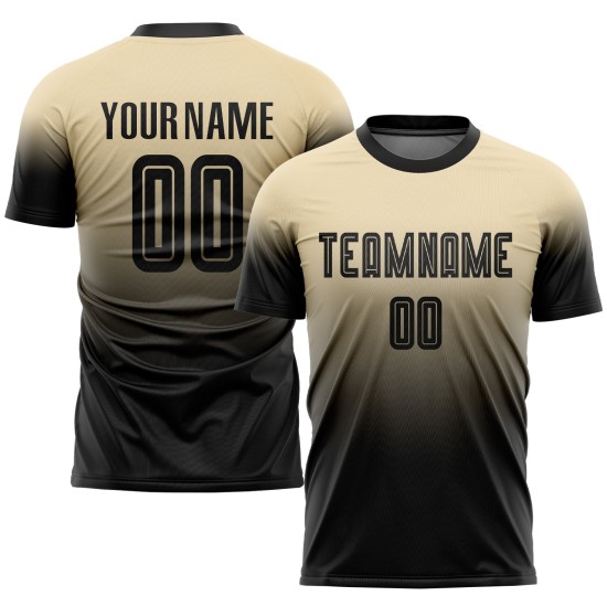 Soccer Black Uniform Custom Jersey Cream Fade Fashion Sublimation