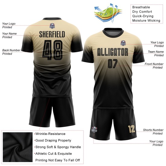 Soccer Black Uniform Custom Jersey Cream Fade Fashion Sublimation