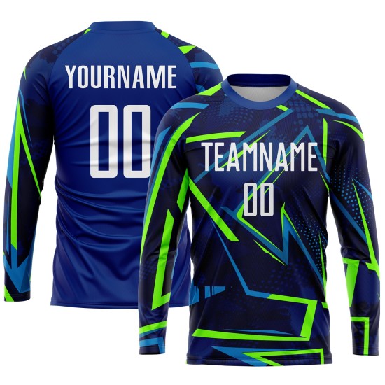 Green Royal Sublimation Jersey Soccer Uniform White-Neon Custom