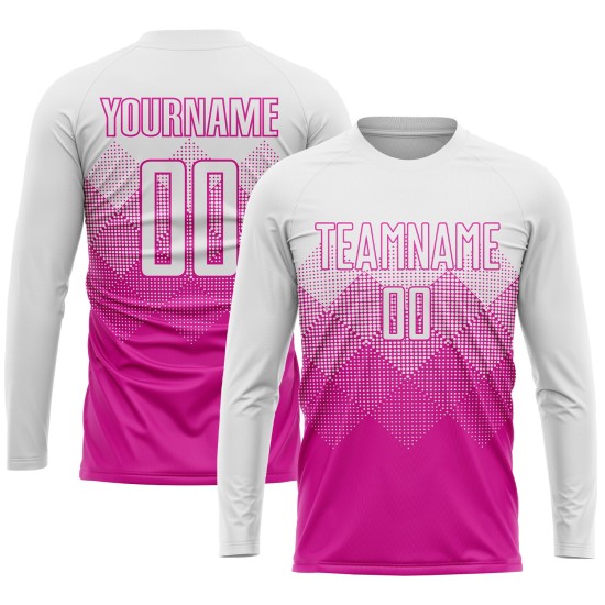 Uniform White Deep Pink Custom Sublimation Soccer Jersey