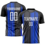 Custom Jersey Soccer Uniform Black Sublimation White-Royal