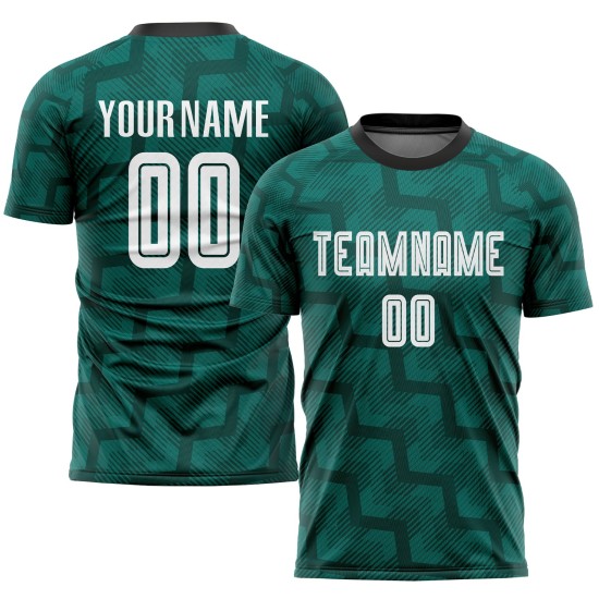 Sublimation Jersey Soccer Green White-Black Uniform Custom Sublimation Jersey Soccer Green White-Black Uniform Custom