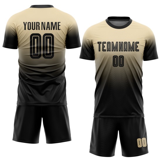 Soccer Black Uniform Custom Jersey Cream Fade Fashion Sublimation