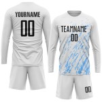 Custom White Blue Jersey Black-Light Sublimation Uniform Soccer