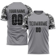 Custom Soccer Black-Camo Gray Jersey Sublimation Uniform