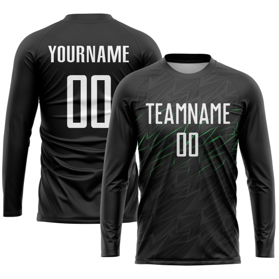 Black Custom White-Neon Soccer Jersey Uniform Sublimation Green