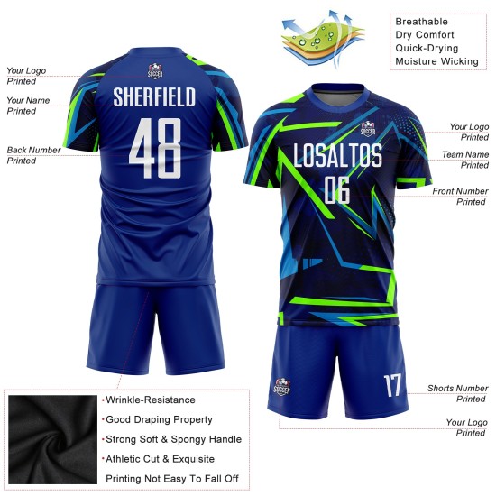 Green Royal Sublimation Jersey Soccer Uniform White-Neon Custom
