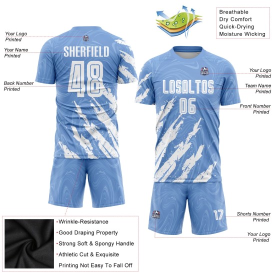 Uniform White Soccer Sublimation Custom Light Blue Jersey Uniform White Soccer Sublimation Custom Light Blue Jersey