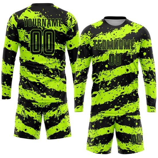 Green Neon Uniform Sublimation Jersey Custom Soccer Black