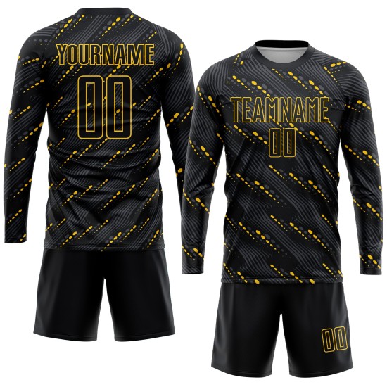 Black-Gold Black Soccer Custom Jersey Sublimation Uniform