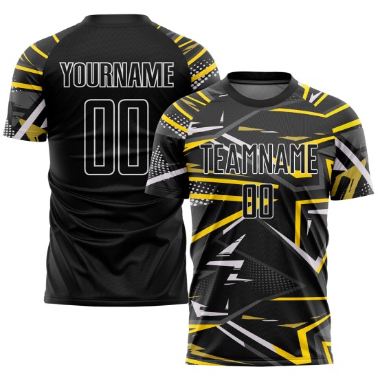 Custom Jersey Black Soccer Sublimation Uniform Black-Gold