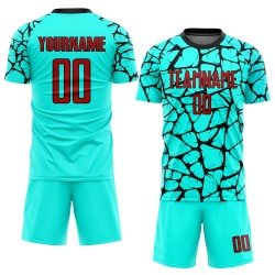Uniform Soccer Sublimation Red-Black Jersey Custom Aqua