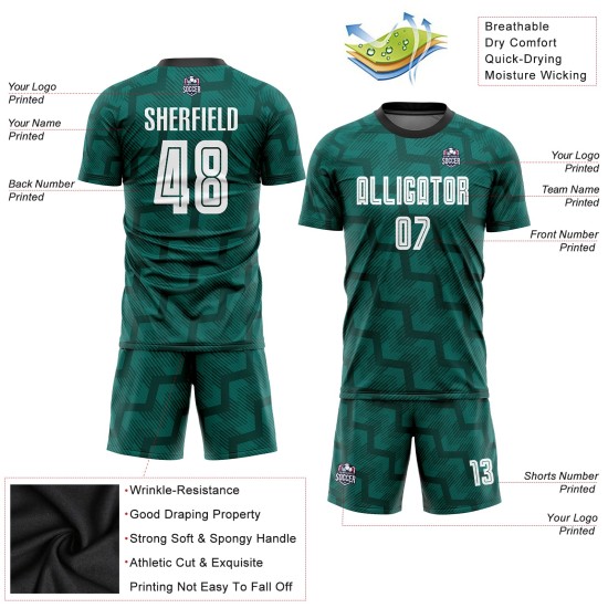Sublimation Jersey Soccer Green White-Black Uniform Custom Sublimation Jersey Soccer Green White-Black Uniform Custom