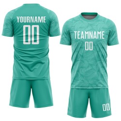 Uniform Aqua Soccer White Jersey Sublimation Custom