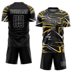 Custom Jersey Black Soccer Sublimation Uniform Black-Gold
