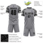 Custom Soccer Black-Camo Gray Jersey Sublimation Uniform