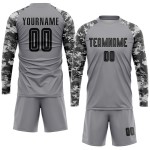 Custom Soccer Black-Camo Gray Jersey Sublimation Uniform