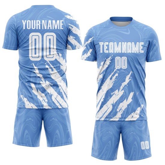 Uniform White Soccer Sublimation Custom Light Blue Jersey Uniform White Soccer Sublimation Custom Light Blue Jersey