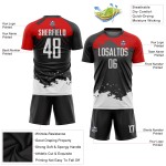 Uniform Soccer Black White-Red Custom Sublimation Jersey