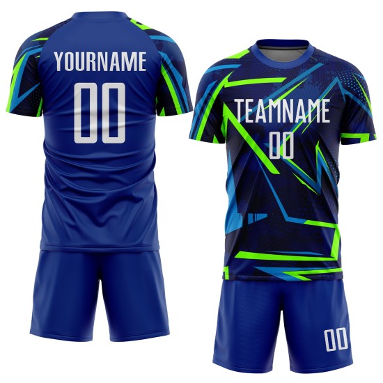 Green Royal Sublimation Jersey Soccer Uniform White-Neon Custom